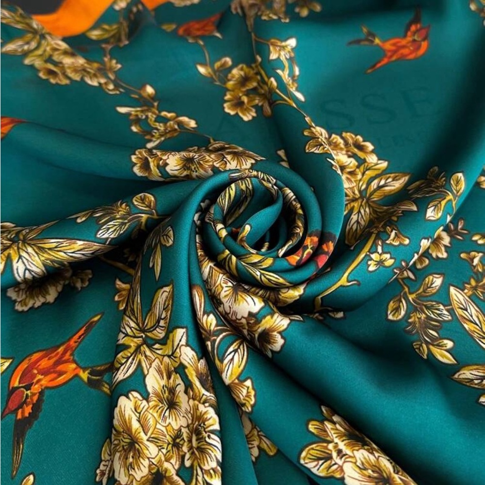 Satin Floral Print Scarf - Picture 4 of 4